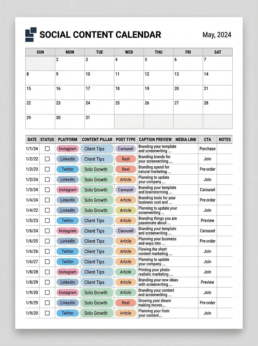 Content Calendar