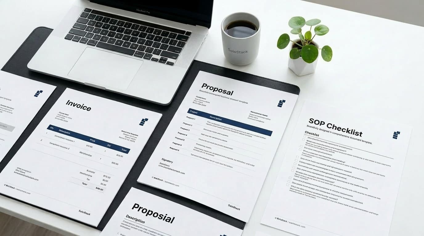 SoloStack template library flatlay